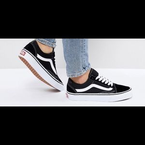 Black old school vans. Worn once.